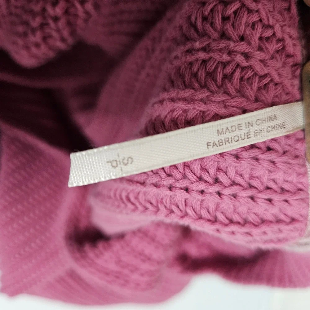 Free People Cropped Sweater Womens Sm Pink Damsel Bell‎ Sleeve V-Neck Knit Boho